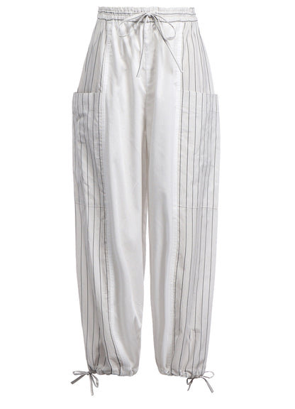 COTTON SATIN STRIPE SWITCHING PANTS (M)