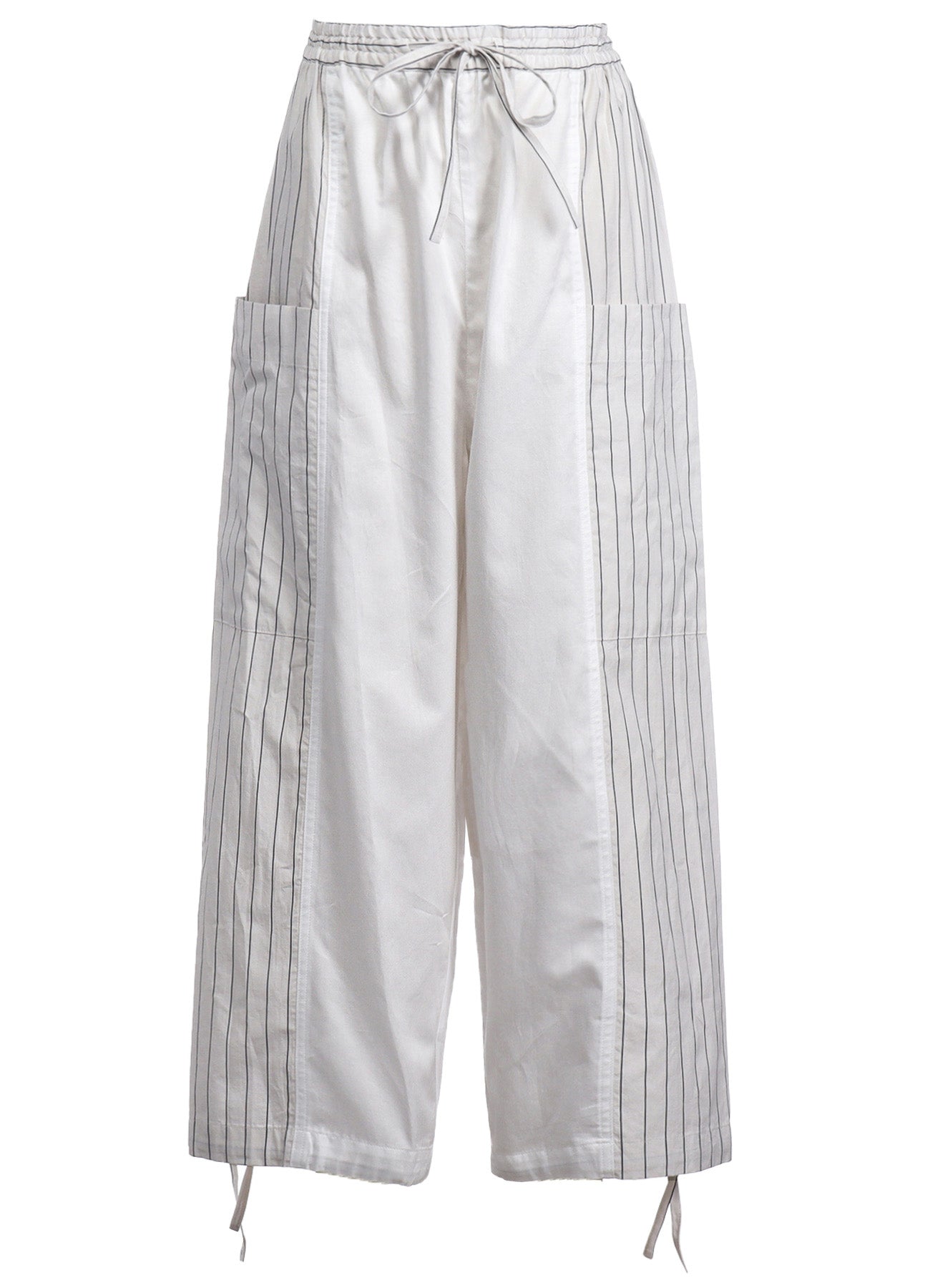 COTTON SATIN STRIPE SWITCHING PANTS (M)