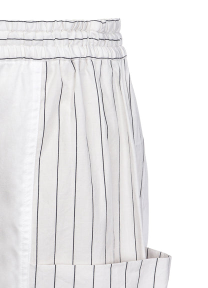 COTTON SATIN STRIPE SWITCHING PANTS (M)