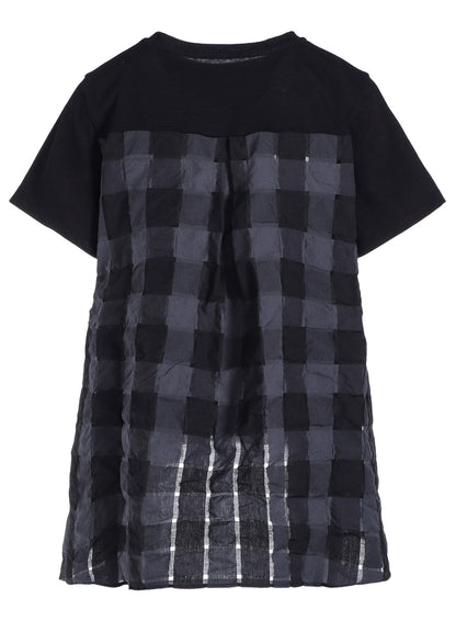 SEER PLAID + COTTON JERSEY TUNIC