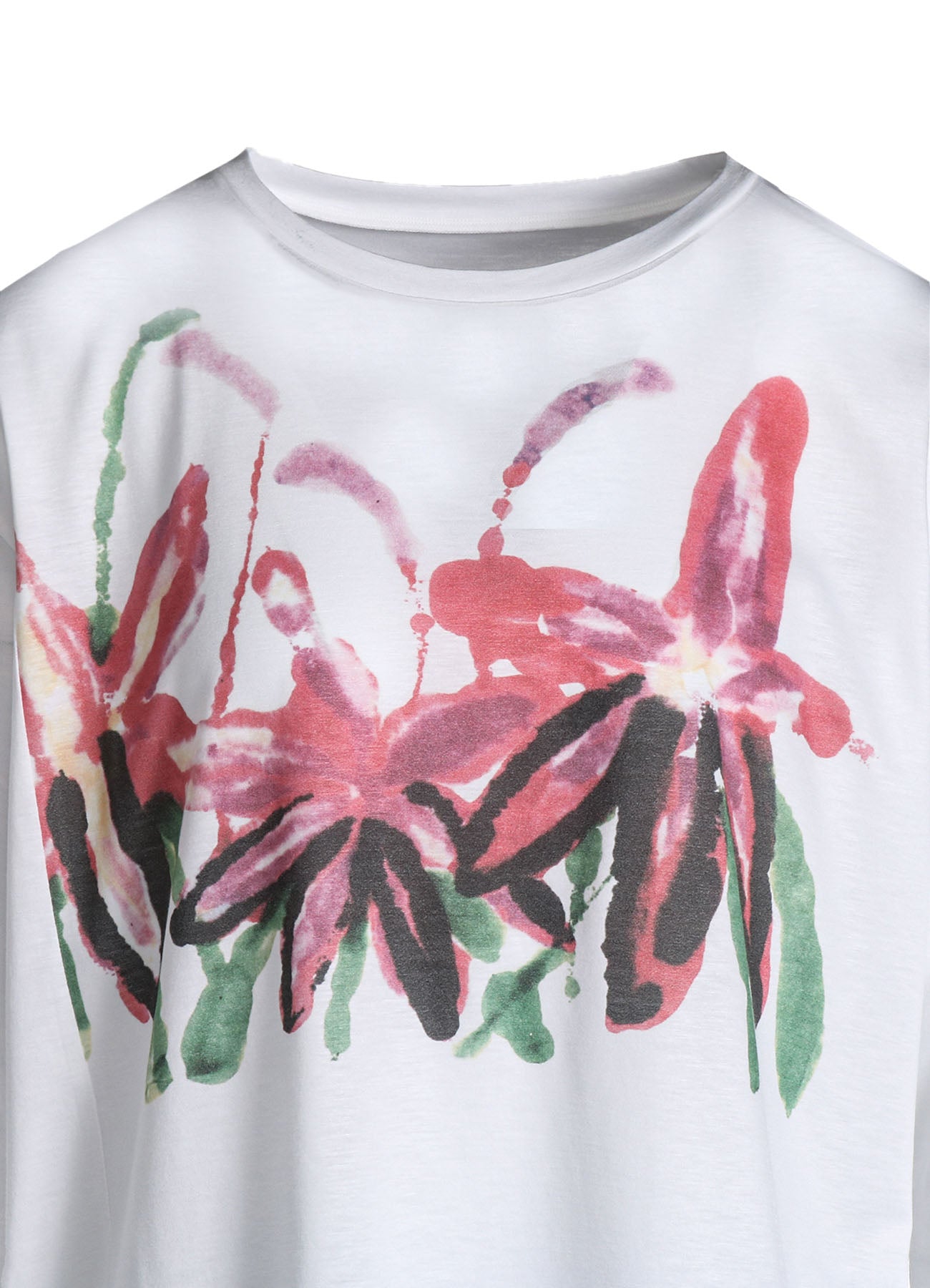 CELLULOSE COTTON JERSEY FLOWER PRINT 3/4 SLEEVE SHIRT