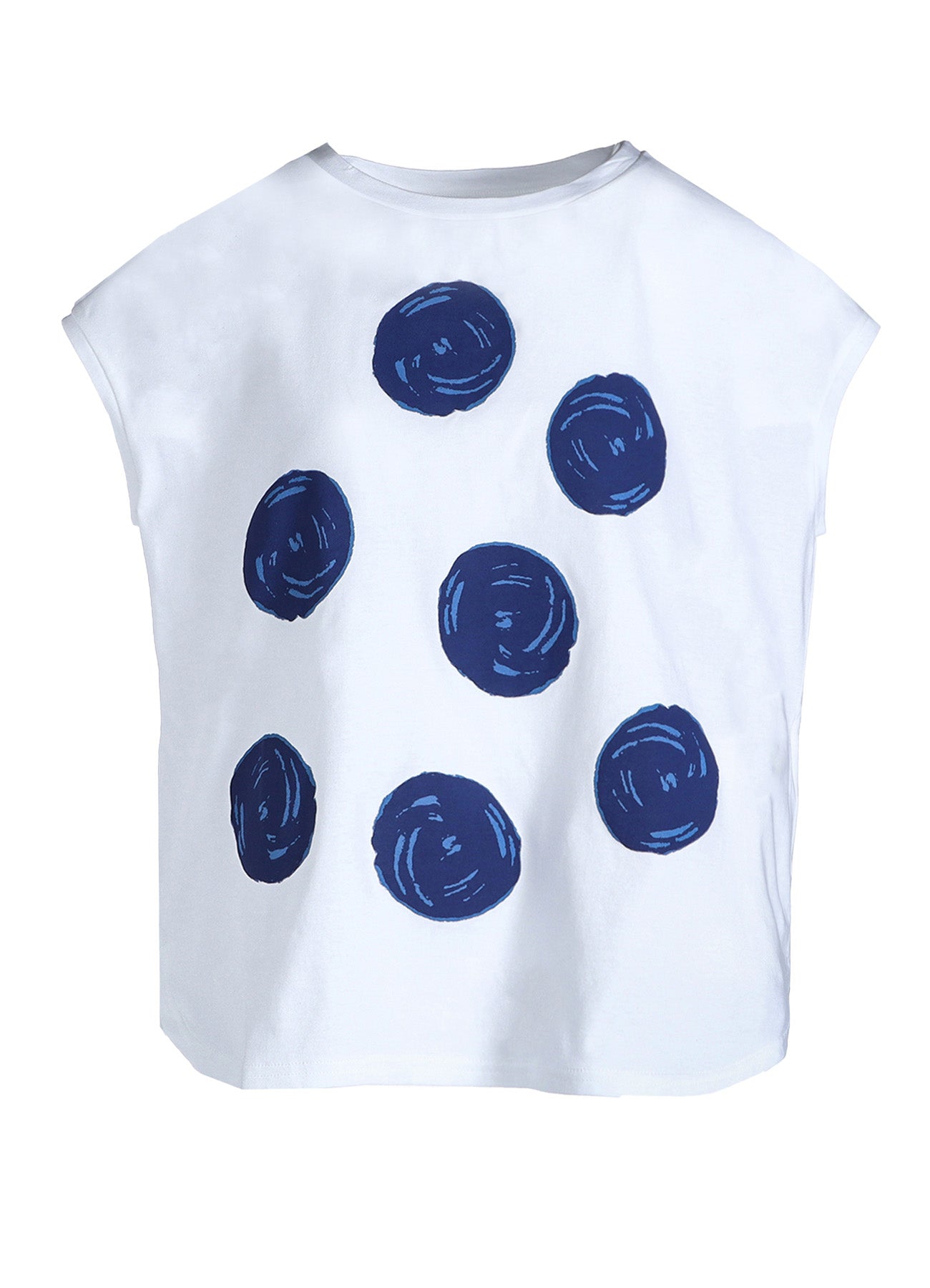 COTTON JERSEY DOT PRINT FRENCH SLEEVE SHIRT