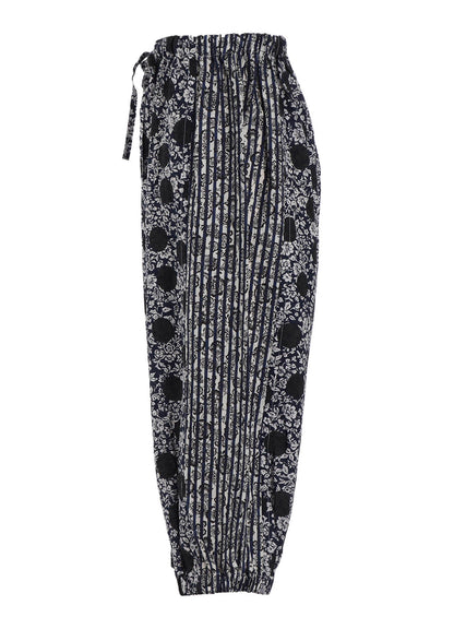 COTTON RIPPLE PRINT SWITCHING PANTS