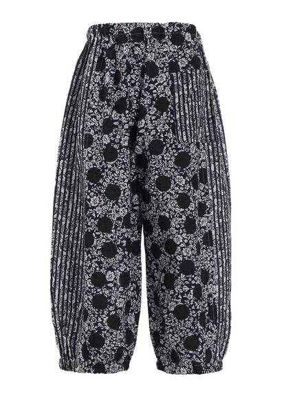 COTTON RIPPLE PRINT SWITCHING PANTS