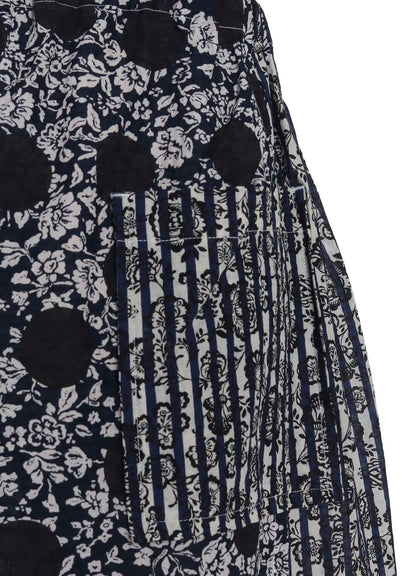 COTTON RIPPLE PRINT SWITCHING PANTS