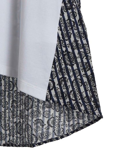 COTTON RIPPLE PRINT SWITCHING SHIRT
