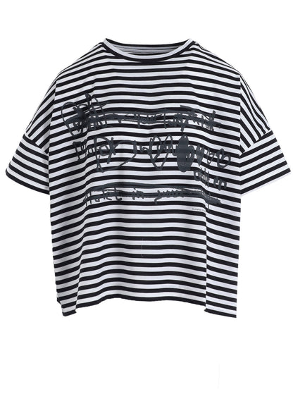 60/2 COTTON JERSEY BORDER HEART PRINT WIDE SHORT SHIRT