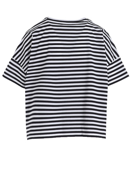 60/2 COTTON JERSEY BORDER HEART PRINT WIDE SHORT SHIRT