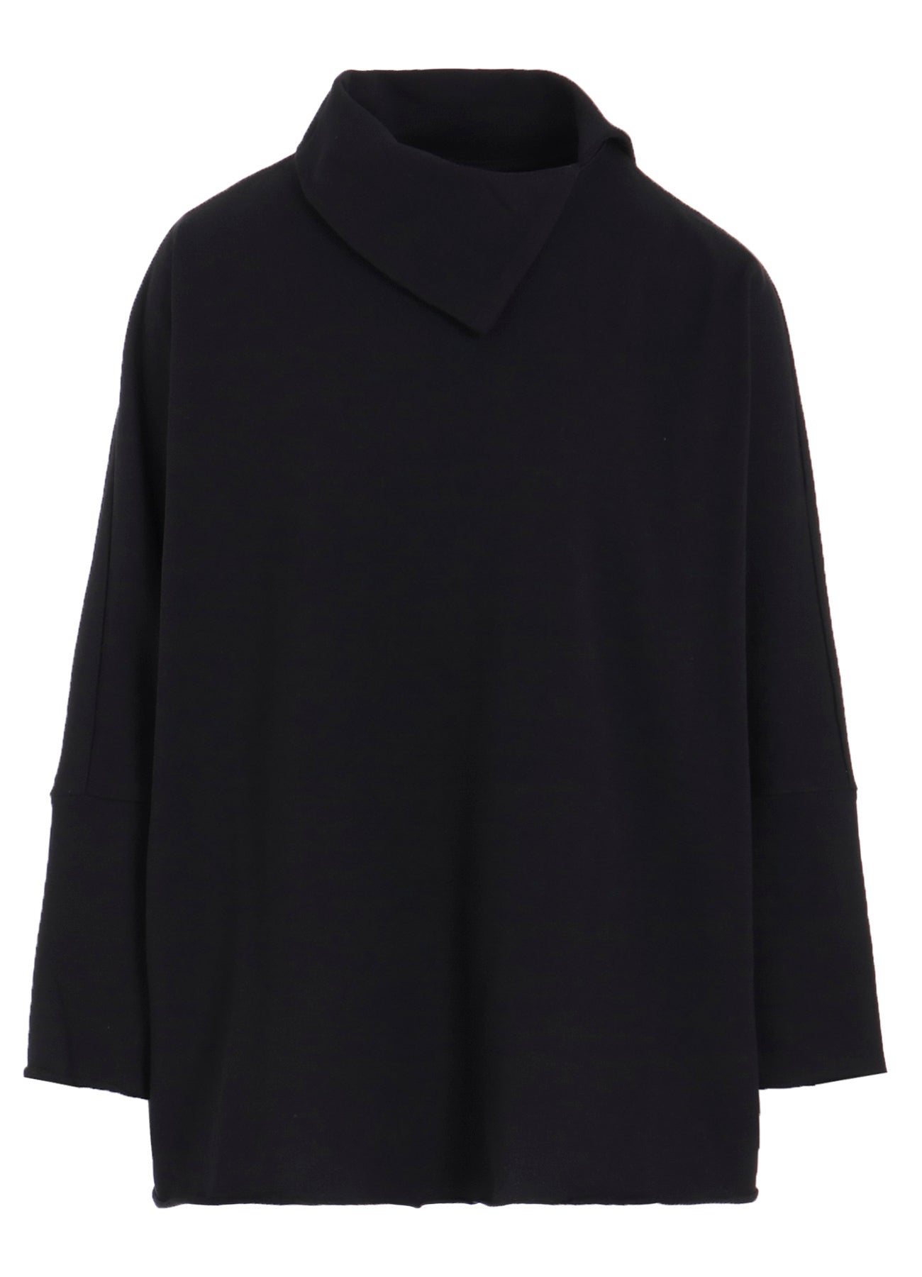 COTTON MINI FLEECE ASYMMETRIC COLLAR PULLOVER