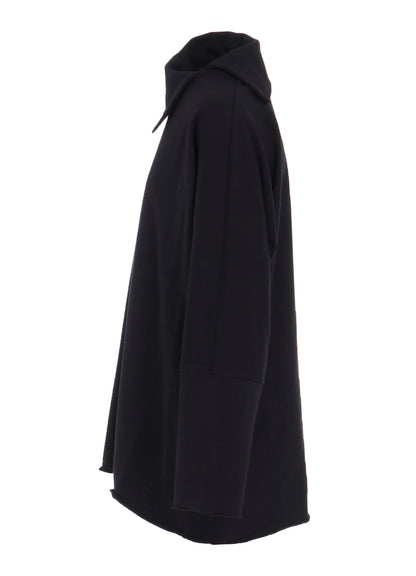 COTTON MINI FLEECE ASYMMETRIC COLLAR PULLOVER