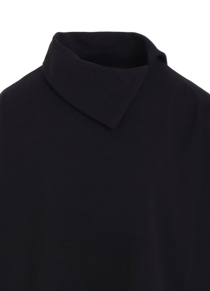 COTTON MINI FLEECE ASYMMETRIC COLLAR PULLOVER