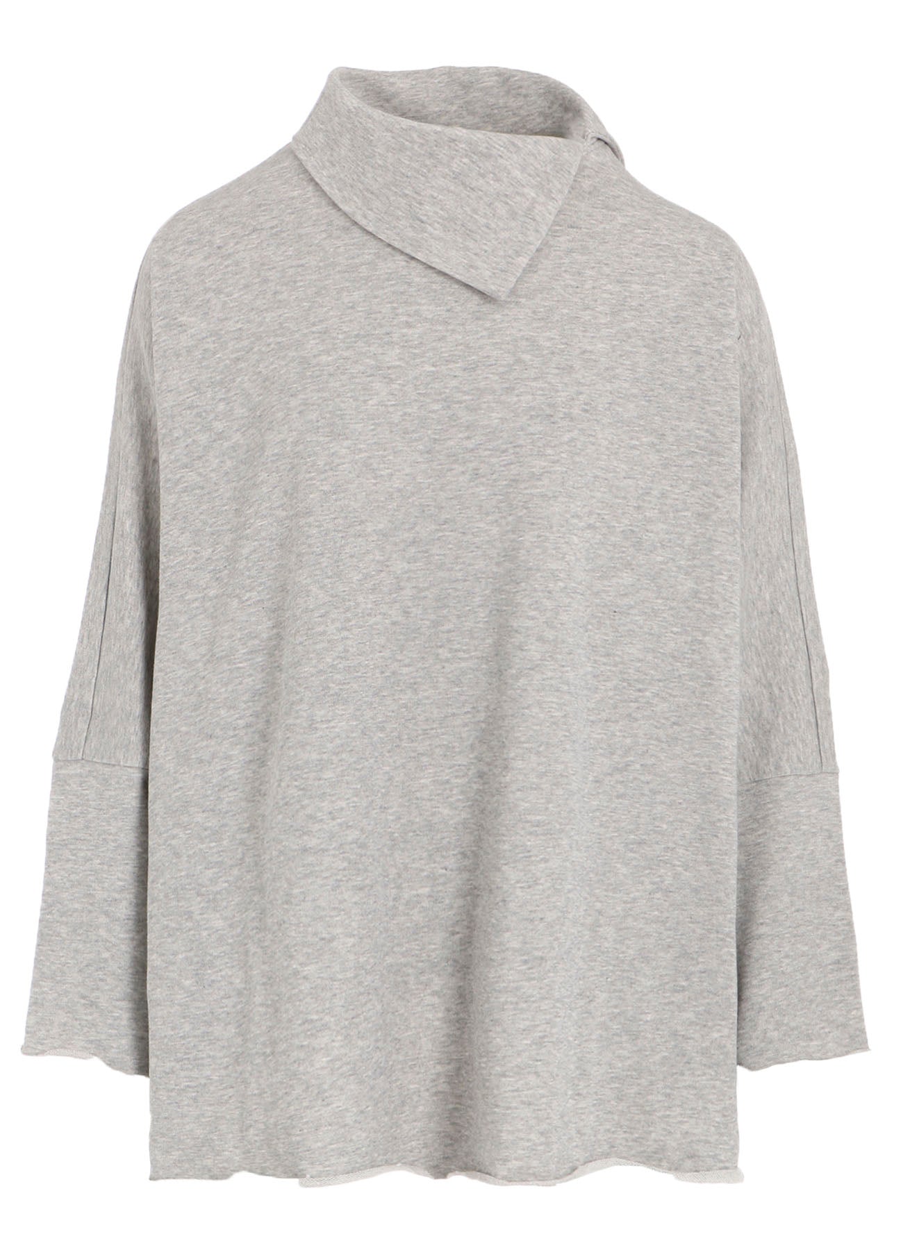 COTTON MINI FLEECE ASYMMETRIC COLLAR PULLOVER