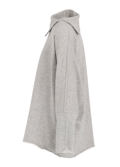 COTTON MINI FLEECE ASYMMETRIC COLLAR PULLOVER