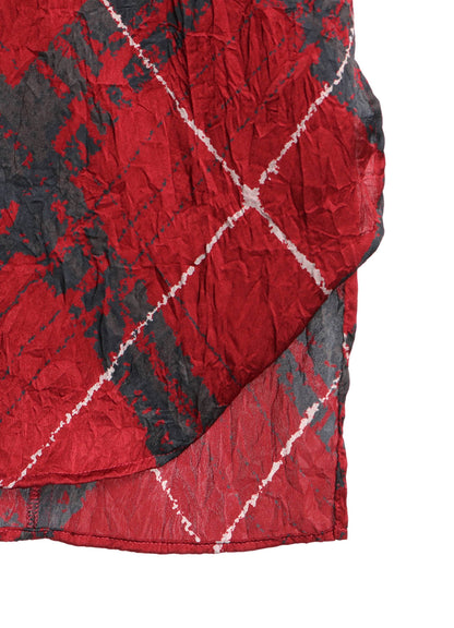WASHER BIAS PLAID PRINT LONG SHIRT
