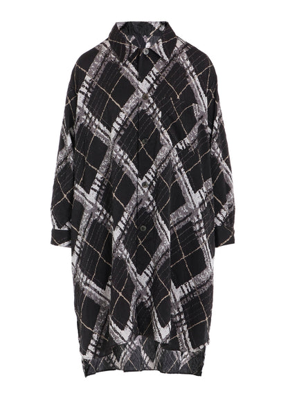 WASHER BIAS PLAID PRINT LONG SHIRT
