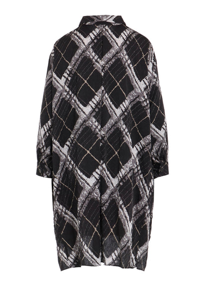 WASHER BIAS PLAID PRINT LONG SHIRT