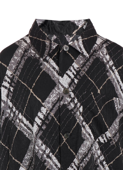 WASHER BIAS PLAID PRINT LONG SHIRT