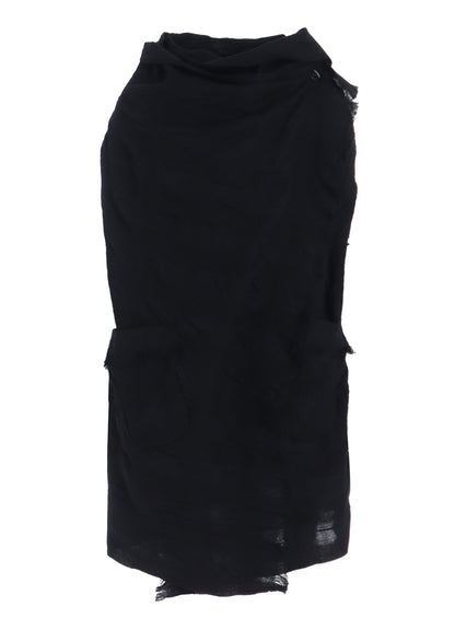 COTTON WOOL SHIRRING SHAWL VEST