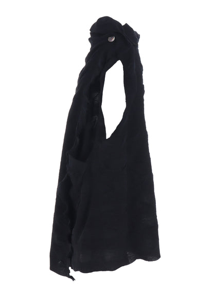 COTTON WOOL SHIRRING SHAWL VEST