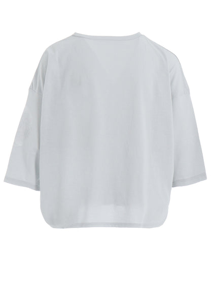 COTTON JERSEY DOT PRINT 3/4 SLEEVE SHIRT