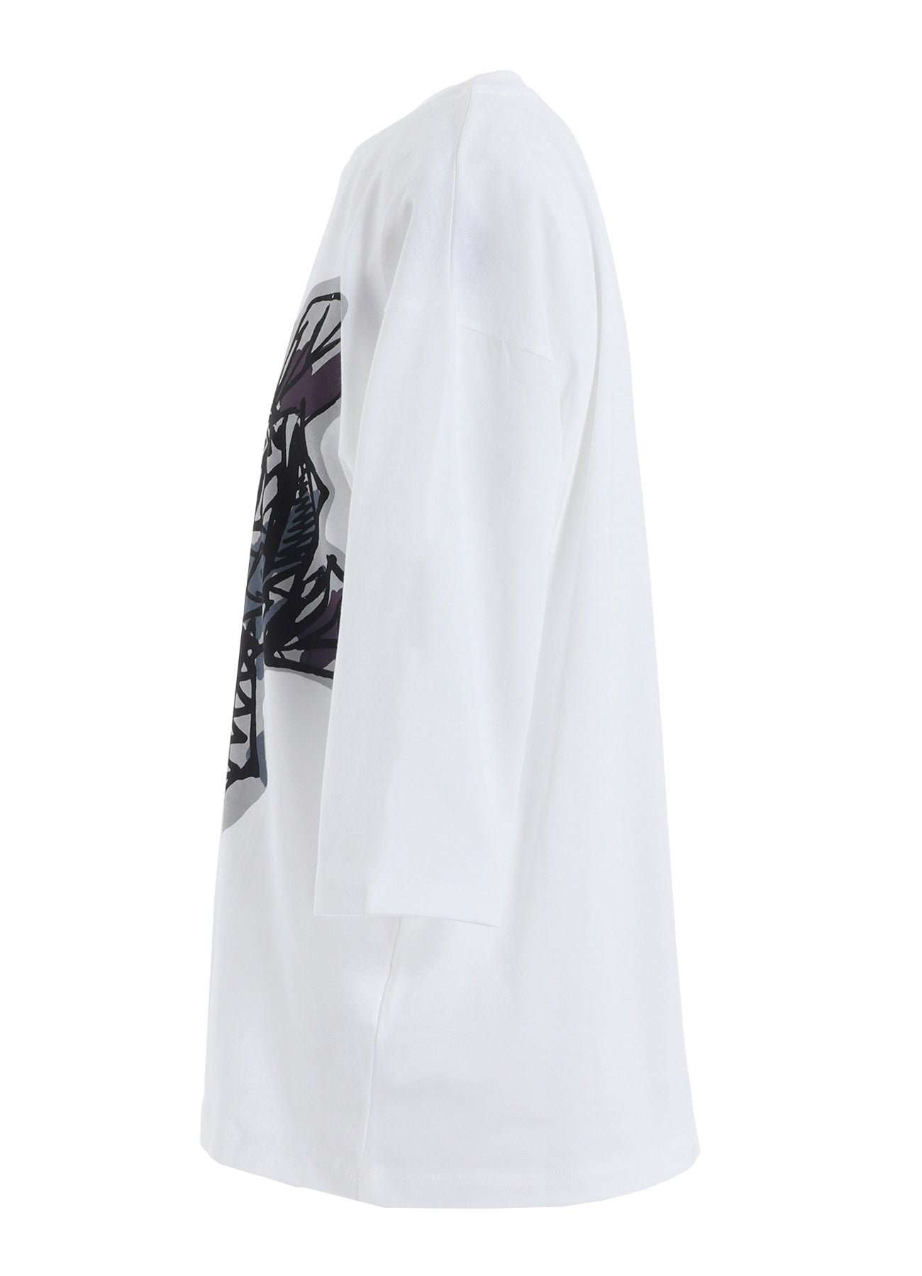SOFT COTTON JERSEY WILD FLOWER PRINT 3/4 SLEEVE SHIRT