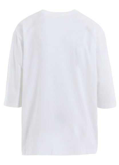 SOFT COTTON JERSEY WILD FLOWER PRINT 3/4 SLEEVE SHIRT