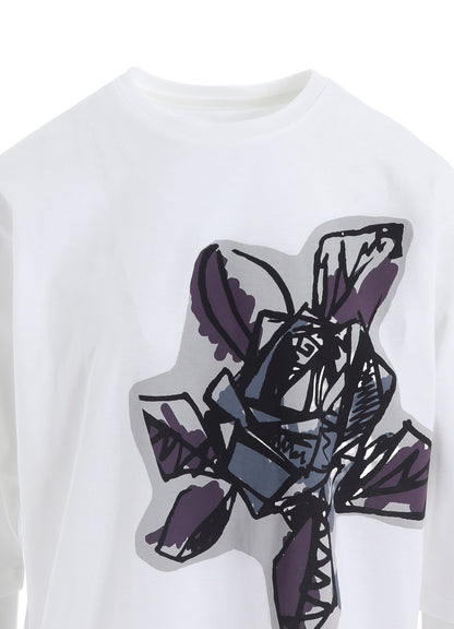 SOFT COTTON JERSEY WILD FLOWER PRINT 3/4 SLEEVE SHIRT