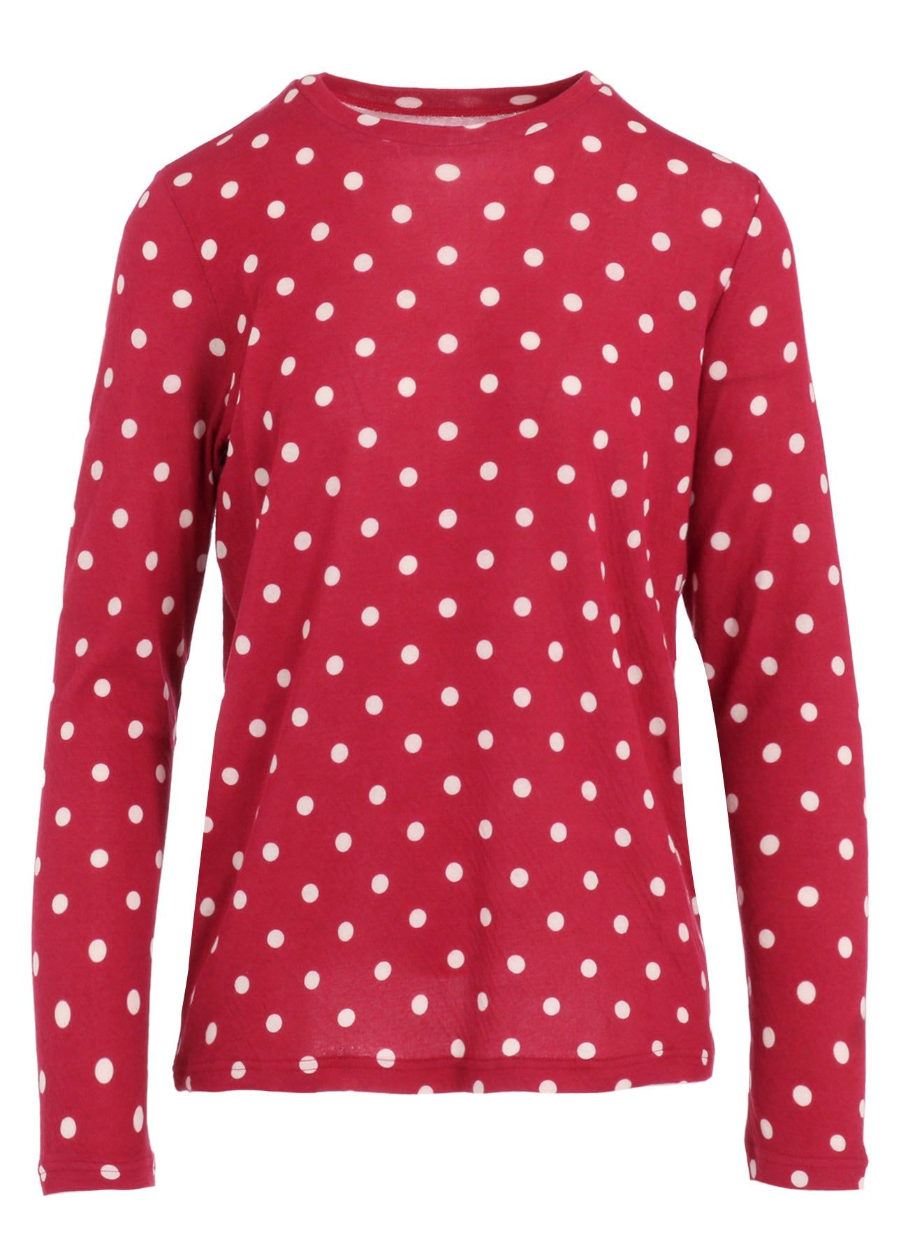 80/1 DUAL-LAYER JERSEY DOT PRINT CREW NECK SHIRT