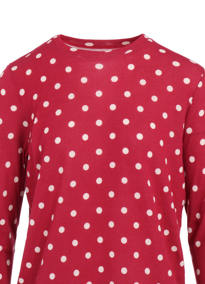 80/1 DUAL-LAYER JERSEY DOT PRINT CREW NECK SHIRT