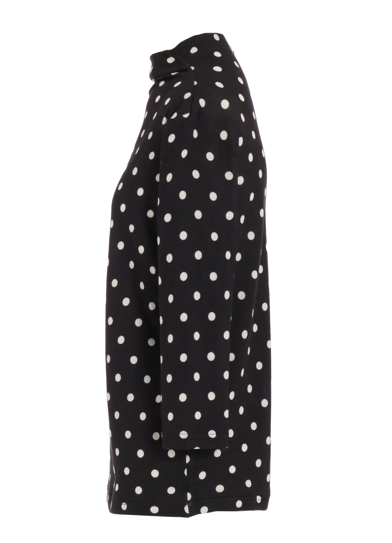 80/1 DUAL-LAYER JERSEY DOT PRINT BOTTLE NECK 3/4 SLEEVE SHIRT