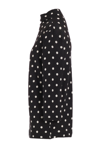 80/1 DUAL-LAYER JERSEY DOT PRINT BOTTLE NECK 3/4 SLEEVE SHIRT