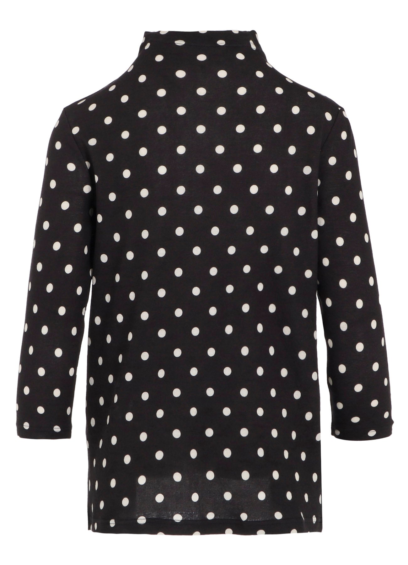 80/1 DUAL-LAYER JERSEY DOT PRINT BOTTLE NECK 3/4 SLEEVE SHIRT