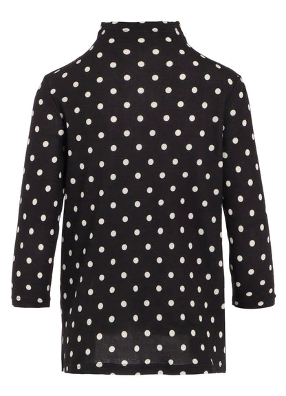 80/1 DUAL-LAYER JERSEY DOT PRINT BOTTLE NECK 3/4 SLEEVE SHIRT