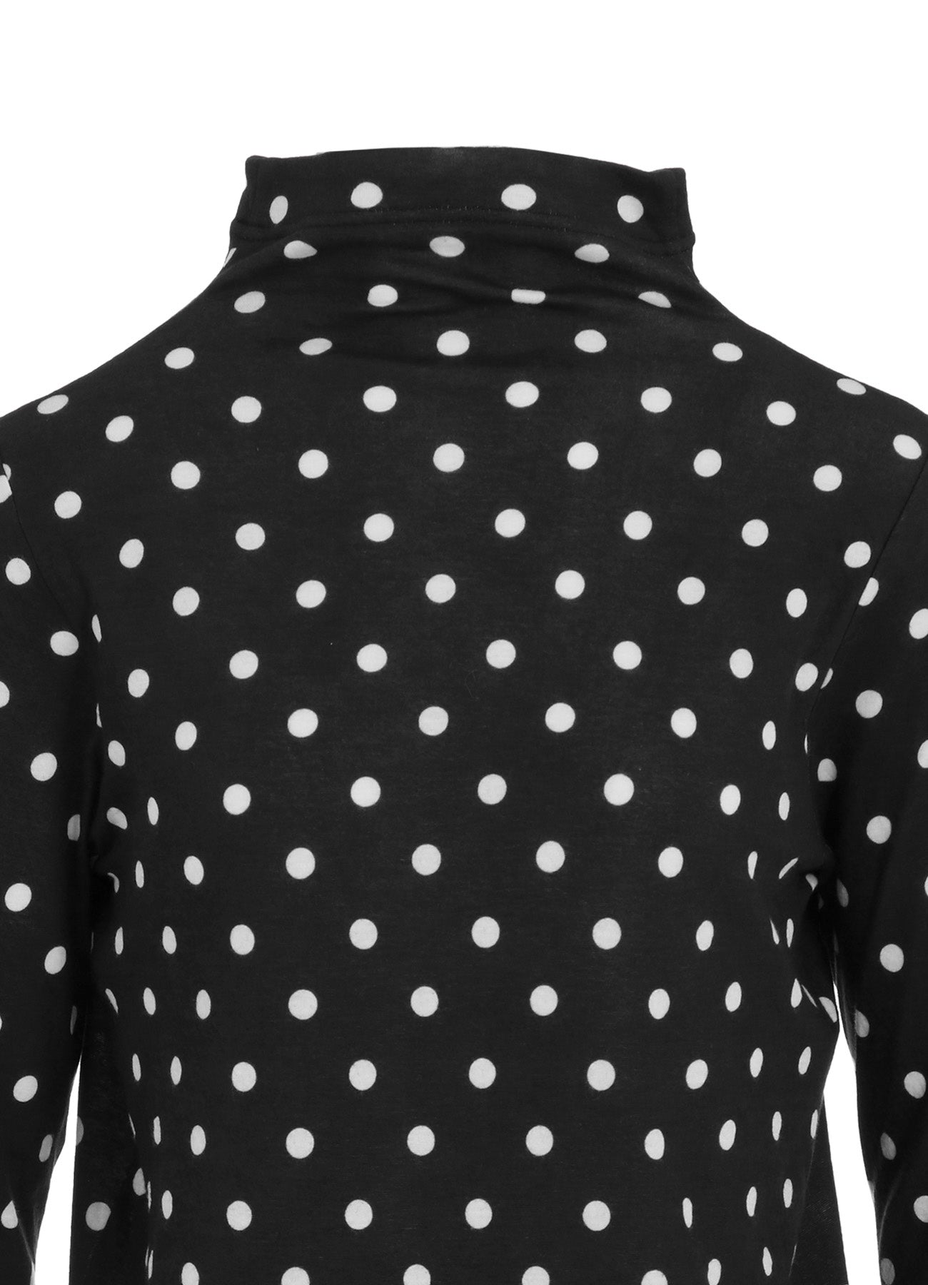 80/1 DUAL-LAYER JERSEY DOT PRINT BOTTLE NECK 3/4 SLEEVE SHIRT