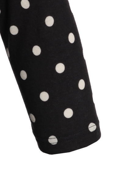 80/1 DUAL-LAYER JERSEY DOT PRINT BOTTLE NECK 3/4 SLEEVE SHIRT