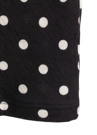 80/1 DUAL-LAYER JERSEY DOT PRINT BOTTLE NECK 3/4 SLEEVE SHIRT