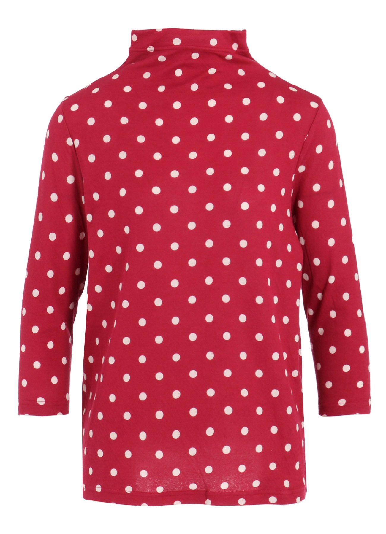 80/1 DUAL-LAYER JERSEY DOT PRINT BOTTLE NECK 3/4 SLEEVE SHIRT