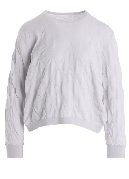 COTTON SILK SHIRRING KNIT PULLOVER