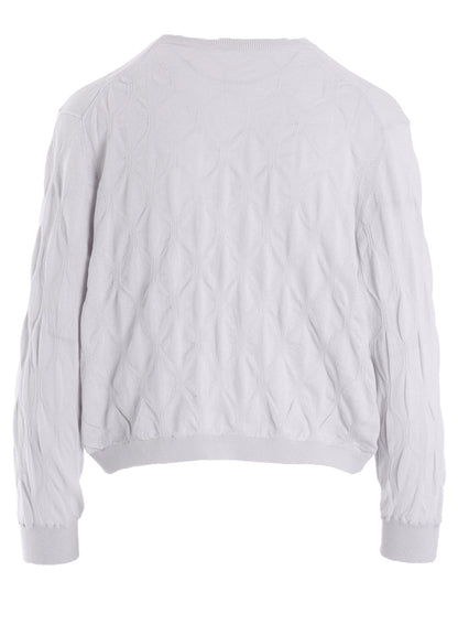 COTTON SILK SHIRRING KNIT PULLOVER