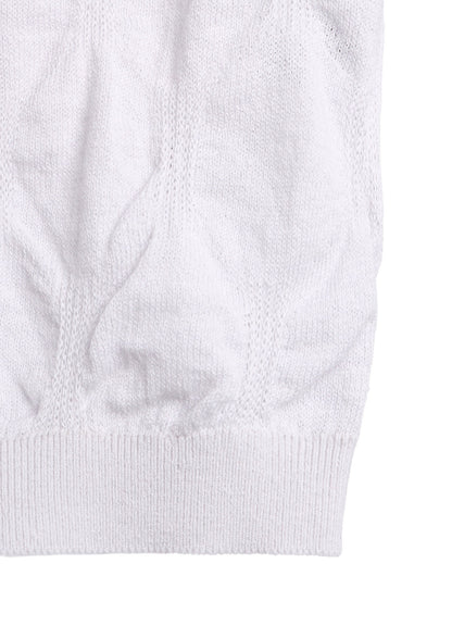 COTTON SILK SHIRRING KNIT PULLOVER