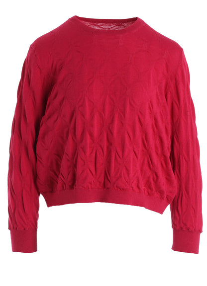 COTTON SILK SHIRRING KNIT PULLOVER