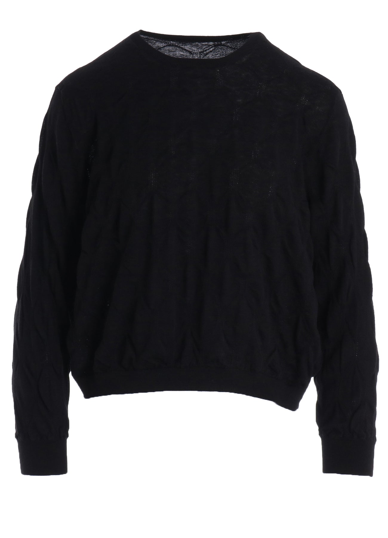 COTTON SILK SHIRRING KNIT PULLOVER