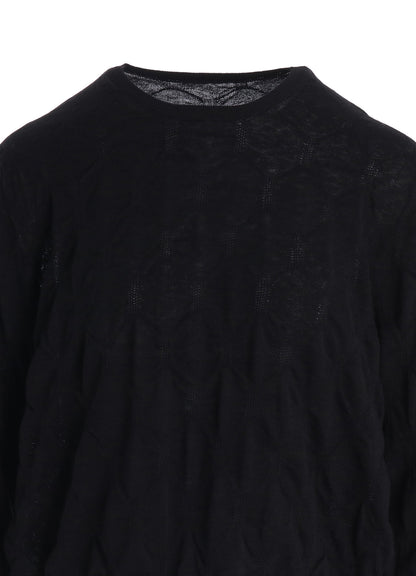 COTTON SILK SHIRRING KNIT PULLOVER