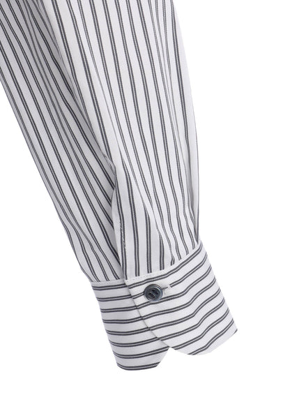 SATIN STRIPE FLOWER PRINT SHIRT