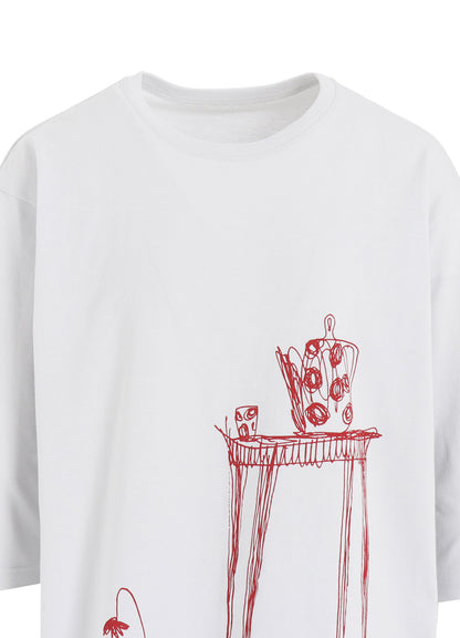 20/1 COMBED JERSEY POT & TABLE PRINT 3/4 SLEEVE SHIRT