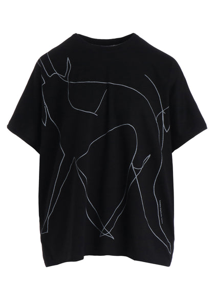 COTTON RAYON JERSEY DRAWING PRINT SHIRT