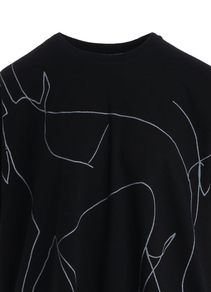 COTTON RAYON JERSEY DRAWING PRINT SHIRT