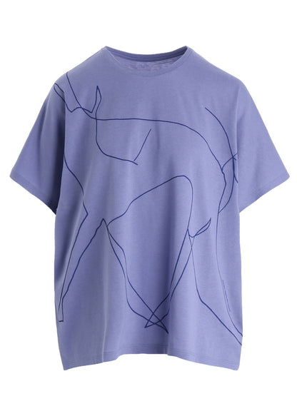 COTTON RAYON JERSEY DRAWING PRINT SHIRT