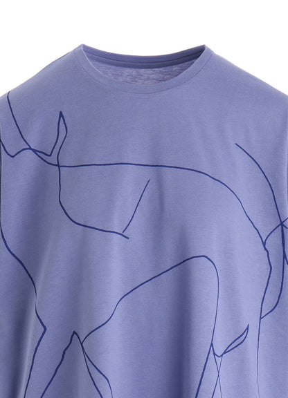 COTTON RAYON JERSEY DRAWING PRINT SHIRT