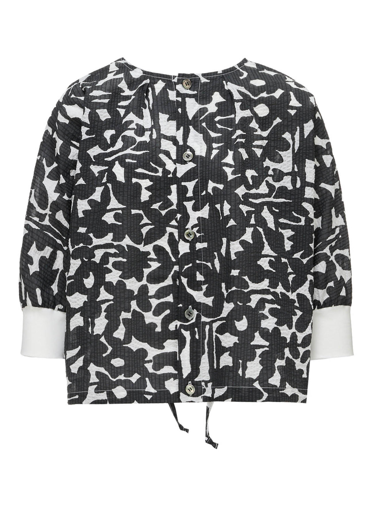 COTTON RIPPLE MOSAIC FLOWER PRINT SHIRT CARDIGAN